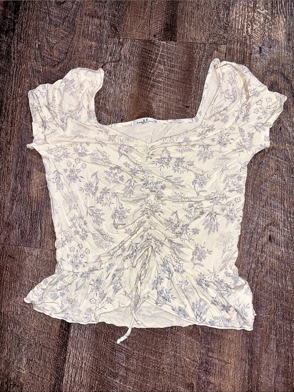 Renaissance Primrose Floral Crop Top in White & Purple Size Small